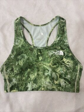 The North Face Women's M Elevation Sports Bra Lime Cream Grit Texture Print